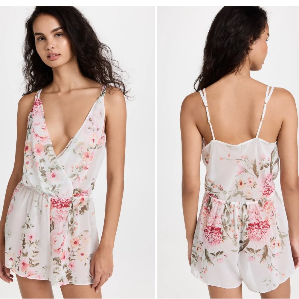 NWT Flora Nikrooz Floral Blossom Chiffon Romper Onesie One Piece Playsuit NEW XS